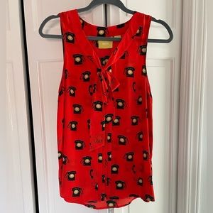 Anthropologie Maeve 52 Conversations Vintage Telephones Blouse NWOT